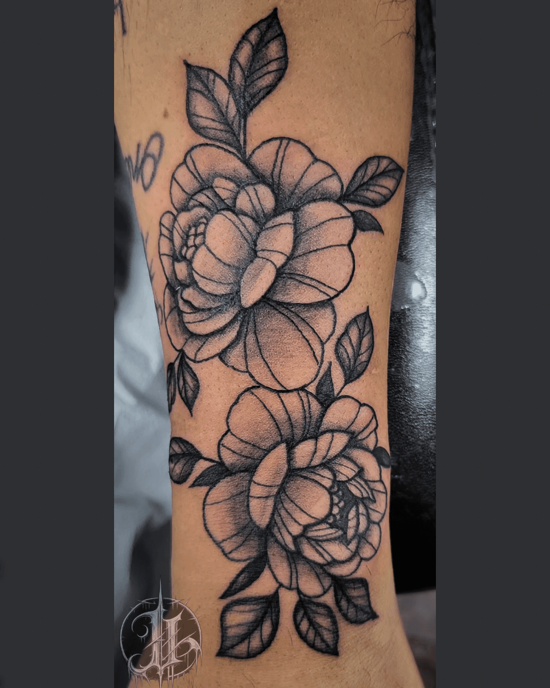 Black and gray floral